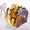 1pc Golden Saint Leo Auto-Open Umbrella, Portable 3-Fold Design with Iron Frame, Outdoor, Festival Gift for Fans, Travelers, Daily Use, Perfect Presen
