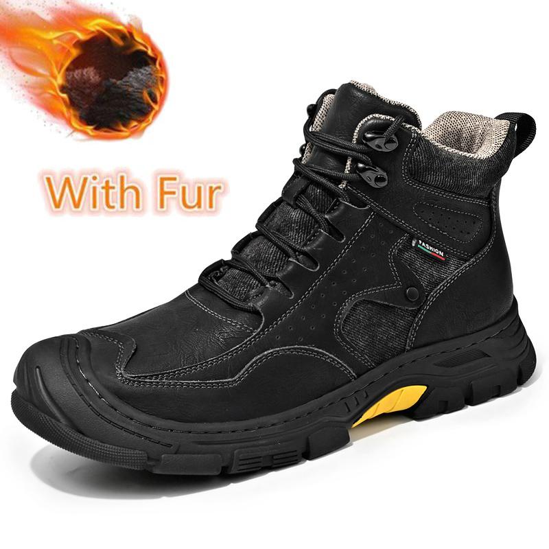 Fashion Non-Slip Outdoor Men Motorcycle Boots Casual Leather Autumn Winter High Top Shoes New Arrival Man Ankle Boots Comfy Hiking Botas