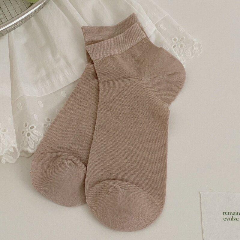 Maulbeerseide Socken Damen Sommer Dünn Atmungsaktiv Und Kühl Basic Socken Weich Wachsig Schweißabsorbierend Einfarbig Knochenlos Kurze Socken