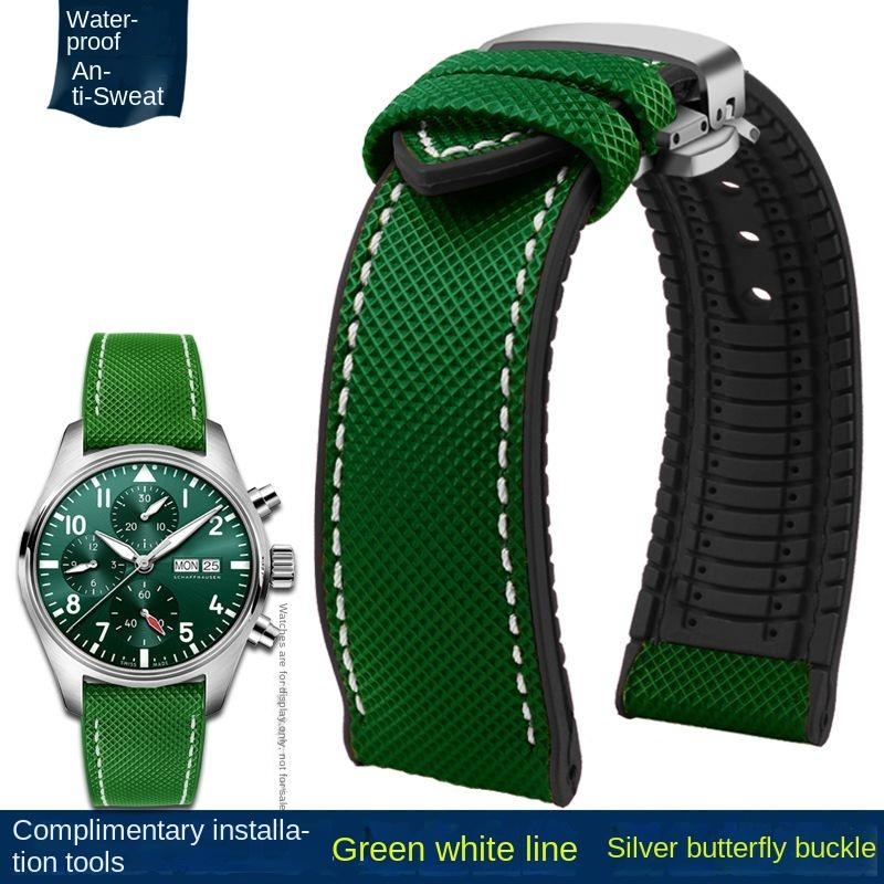 20mm 22mm 23mm 24mm Nylon Rubber Bottom Waterproof Watch Band for Longines IWC Pilot Mark 18 Seiko Omega Series Watchband Strap
