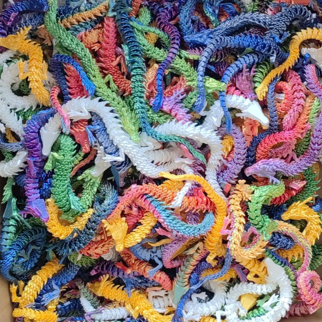 12pcs 3D Printed Chinese Dragon Ornament, Random Color, Ideal For Car Dashboard, Party Decoration, Festival Home Decoration