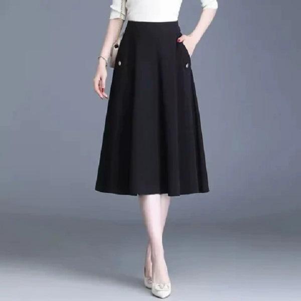 

Solid Color Fringe Skirt Summer Classic Clothing Women s Loose Plus Size Skirt New Street Elegance Calf Belly Skirt M чорний