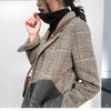 Plaid Suit Vintage Loose Mid-length Autumn and Winter Wool Plaid Small Suit Jacket Women