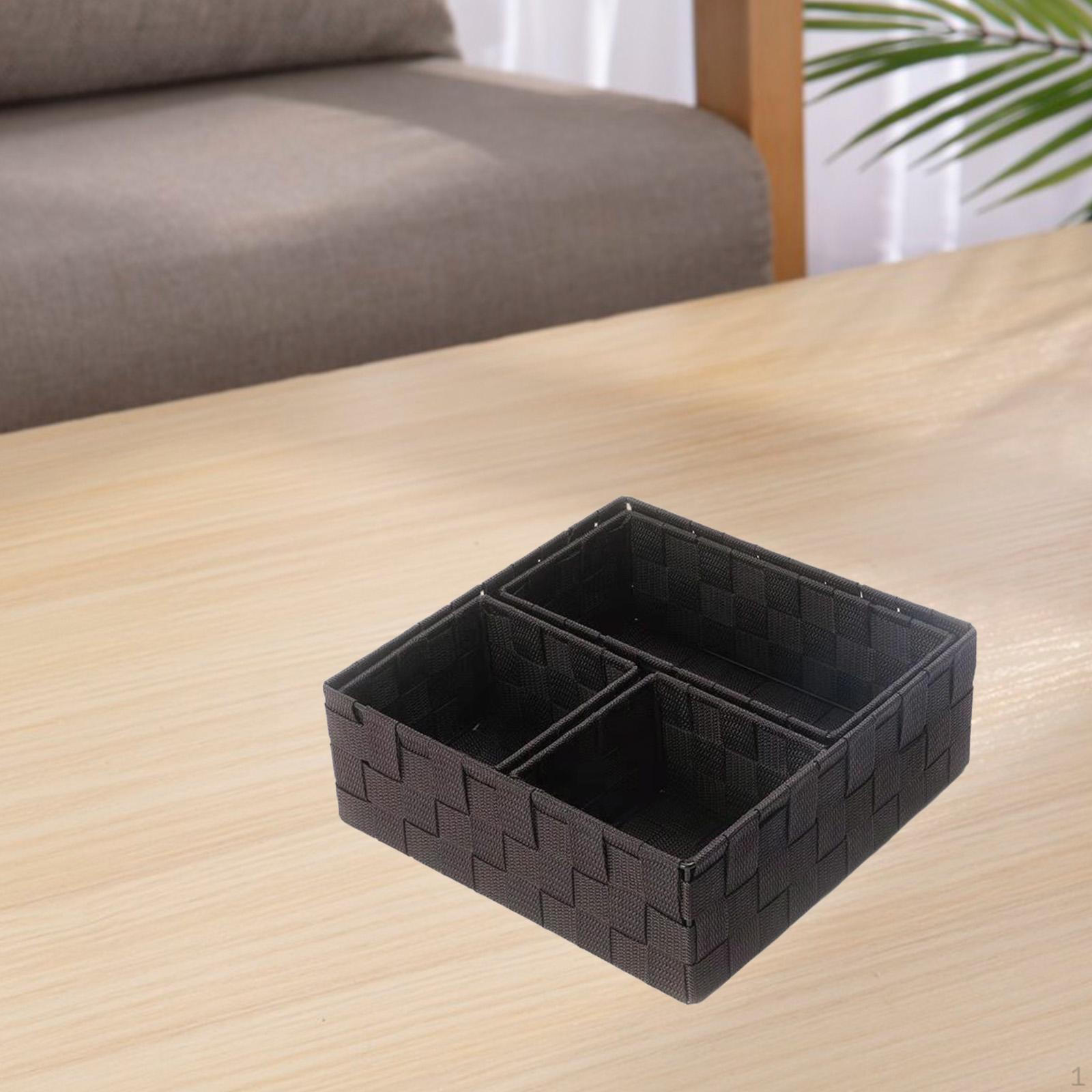 

Набор из 4 плетеных корзин для хранения, органайзер для ящиков для шкафа, дома, столешницы, нижнего белья темно-коричневого