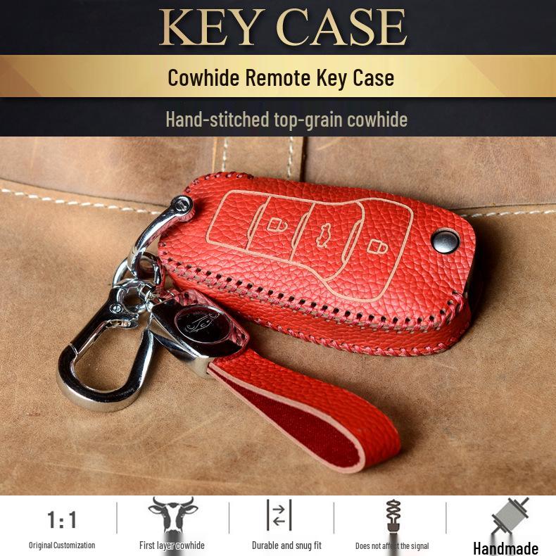 Universal Nappa Leather Key Cover for Honda, Toyota, Hyundai, Nissan - Car Modification Accessory