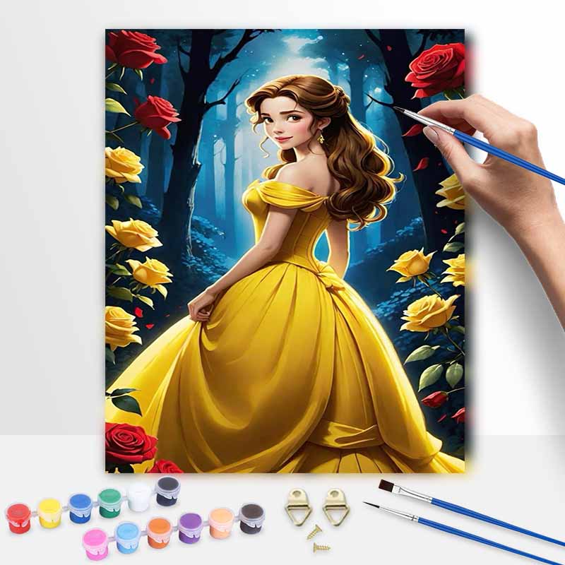 Disney Beauty and the Beast Belle rose oil painting handmade painting kit diy home room decoration gift