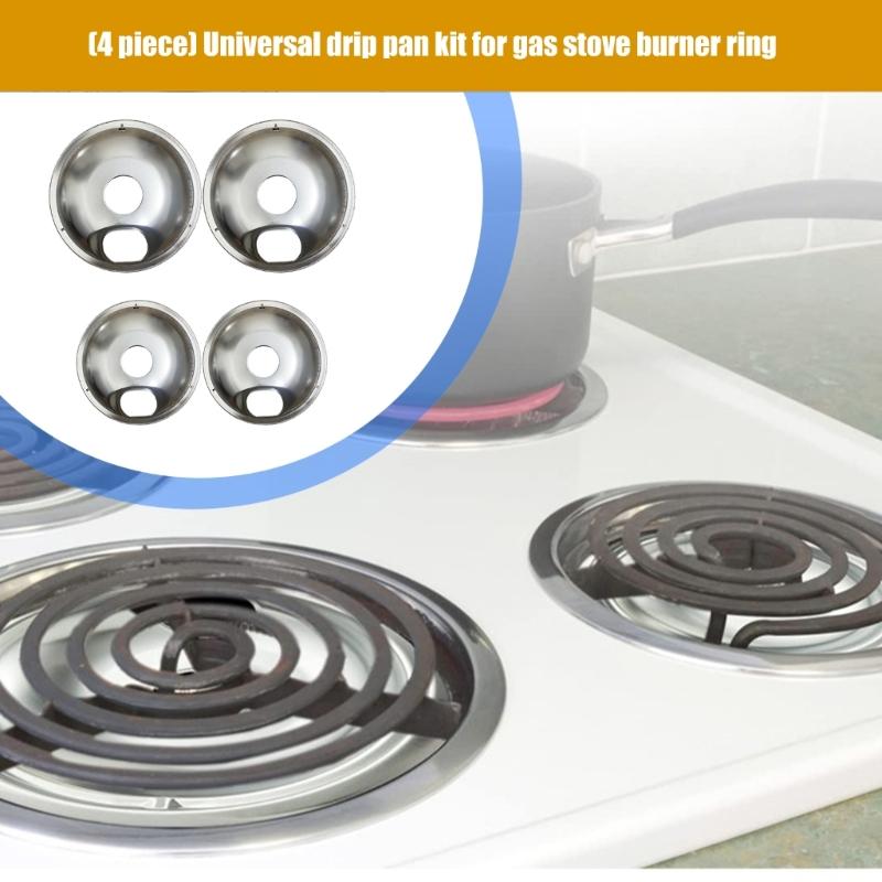 4Pieces Universal Burners Rings for Gas Stove Efficient Heat Conduction Secure Easy Installation Corrosion Resistant