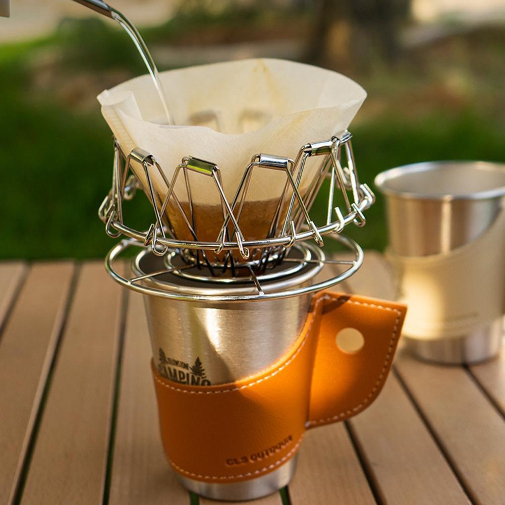 CLS Collapsible Coffee Dripper Filter Paper Holder Camping Stainless Steel Folding Coffee Hand Making Collection Accessories