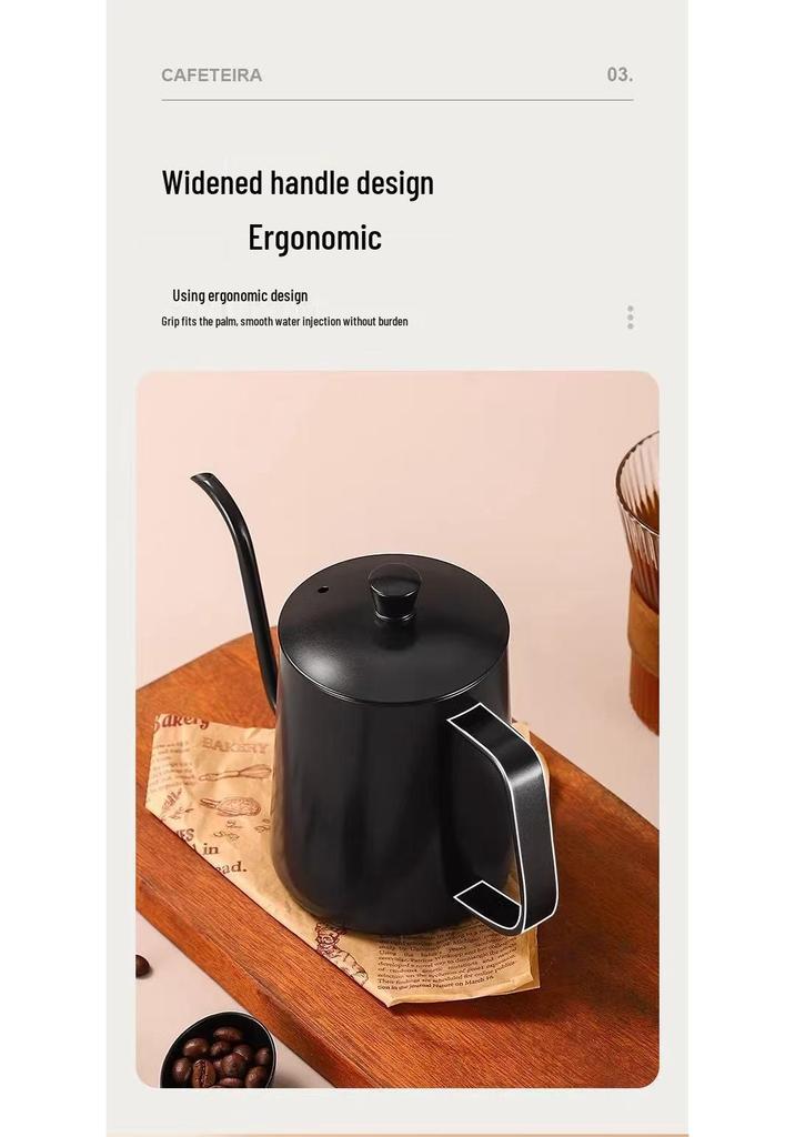 304 Stainless Steel Pour-Over Coffee Pot with Ear Handle, Narrow Spout for Home Drip Brewing