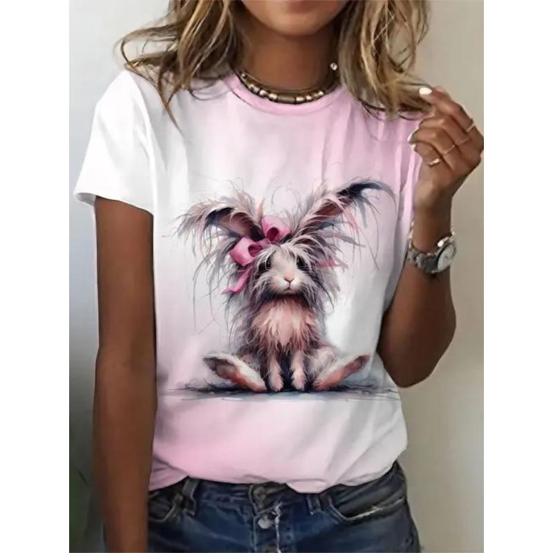 Women's Casual Top Fashion Animal Print Short Sleeve Crew Neck Pullover T-Shirts Women’s