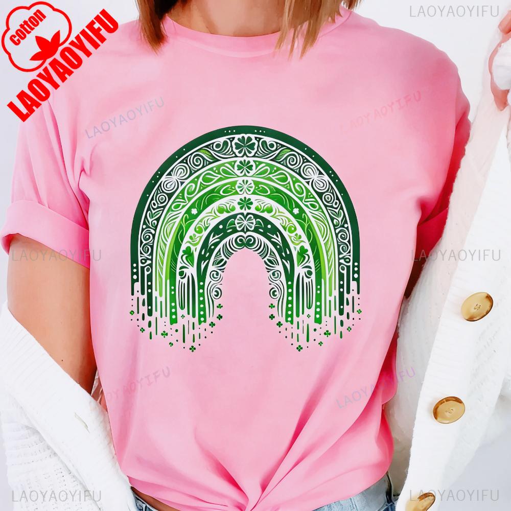 Green Rainbow St Patricks Day Shirt Irish Drinking Tee St Patricks Day Creative Design Unisex Tshirt Unisex Unisex Casual Tops S