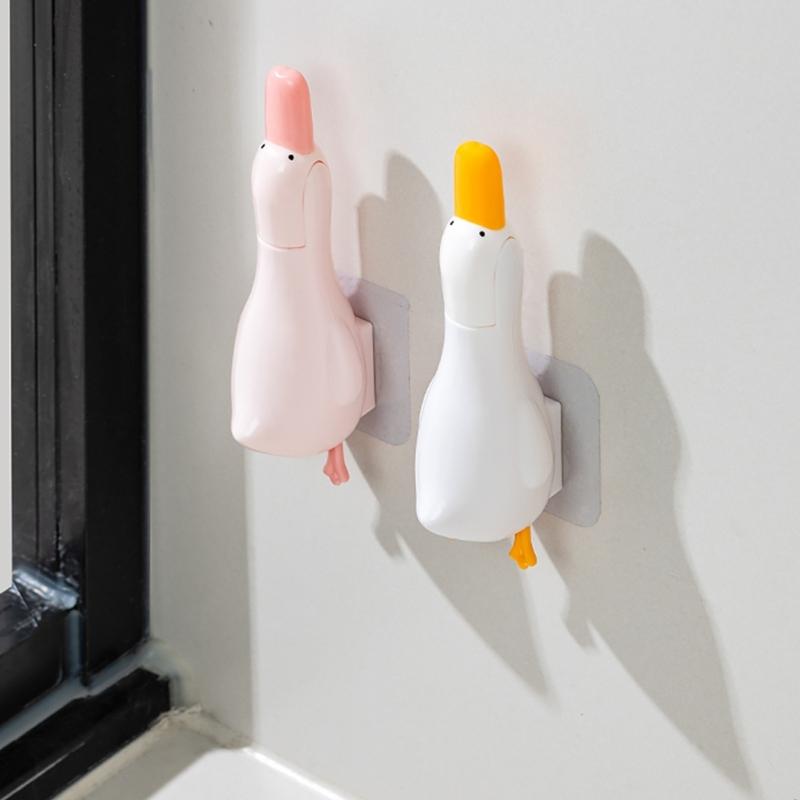 Adorable Duck Shapeds Hair Clip Wall Mounted Double Head Bathroom Organizers For Hair Accessories Cleaning Tool