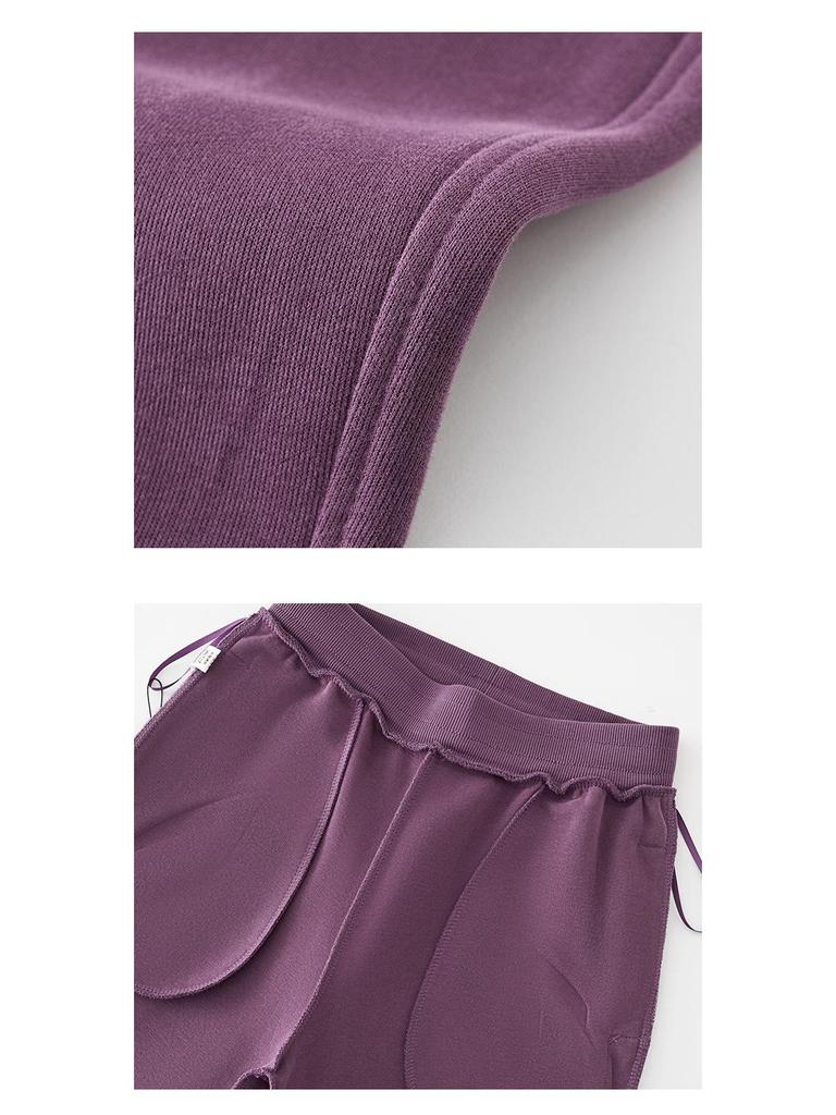 GAGN Women's High Waist Purple Straight-Leg Casual Pants – Simple, Loose, and Versatile.