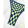 Sexy Swimsuit New Micro Bikini Women Plaid Swimwear Gold Ring High Leg Two Piece Bathing Suit Strappy Beachwear Biquini