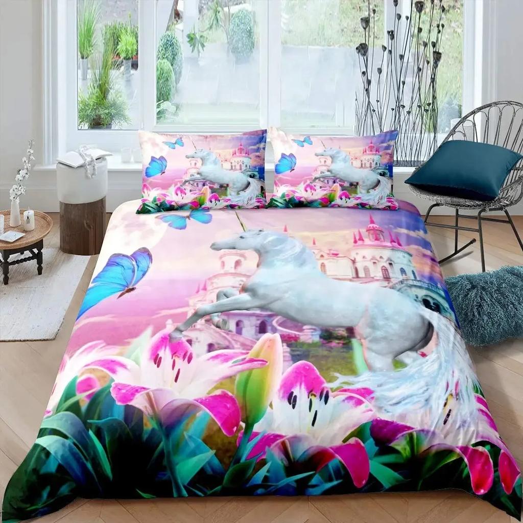 Castle Duvet Cover Set Full Queen Size Medieval Castle Bedding Set Fairy Tale Myth Theme Quilt Cover Comforter Cover Set