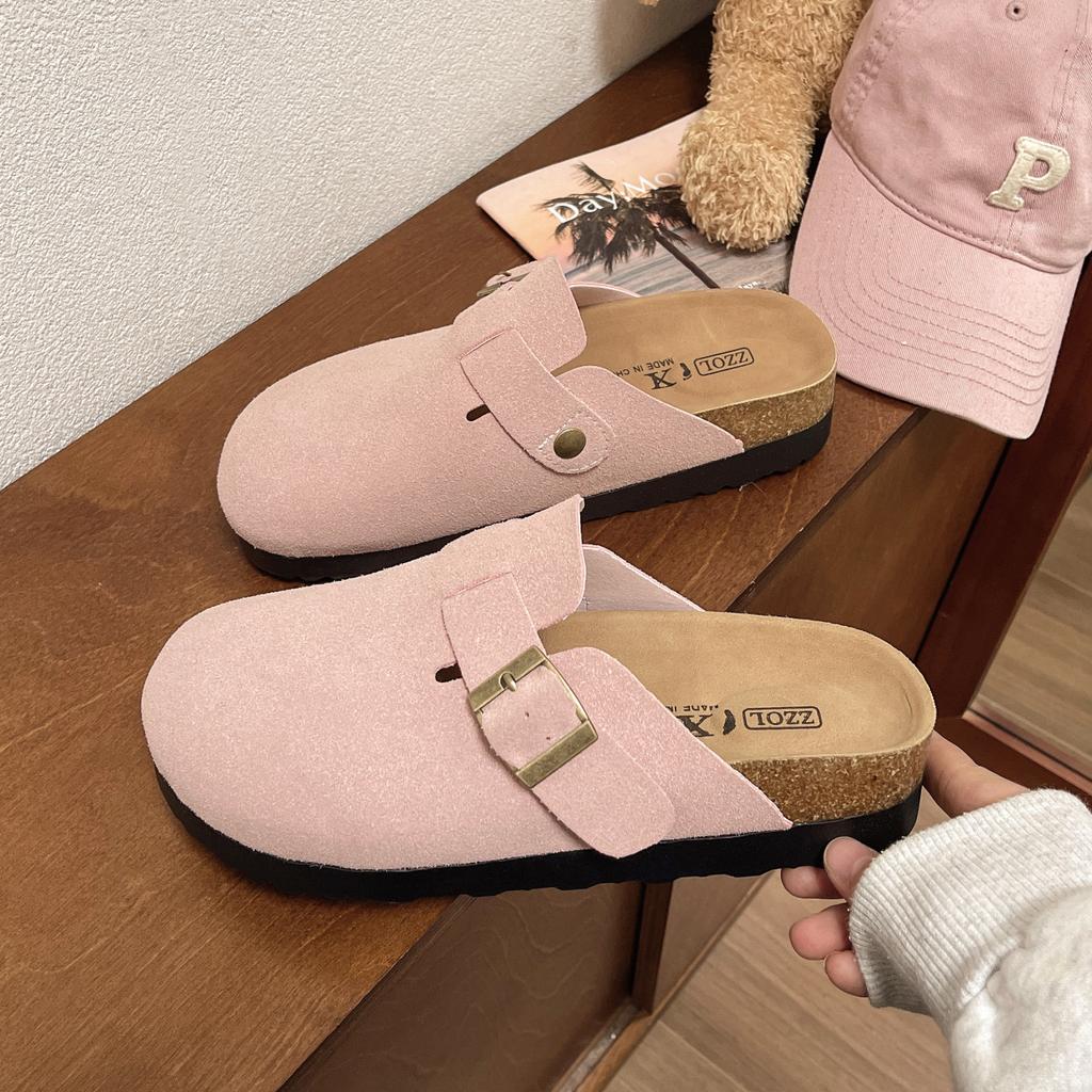 Boken Retro Schnallentasche Kopf Halbschuhe Damen Oberbekleidung 2025 Frühling neu lässig bequem dicksohlige vielseitige Hausschuhe