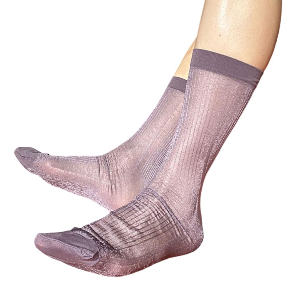 Men's Dress Socks Casual Business Socks Nylon Silk Socks Comfortable Breathable Ankle Socks Lightweight Crew Socks
