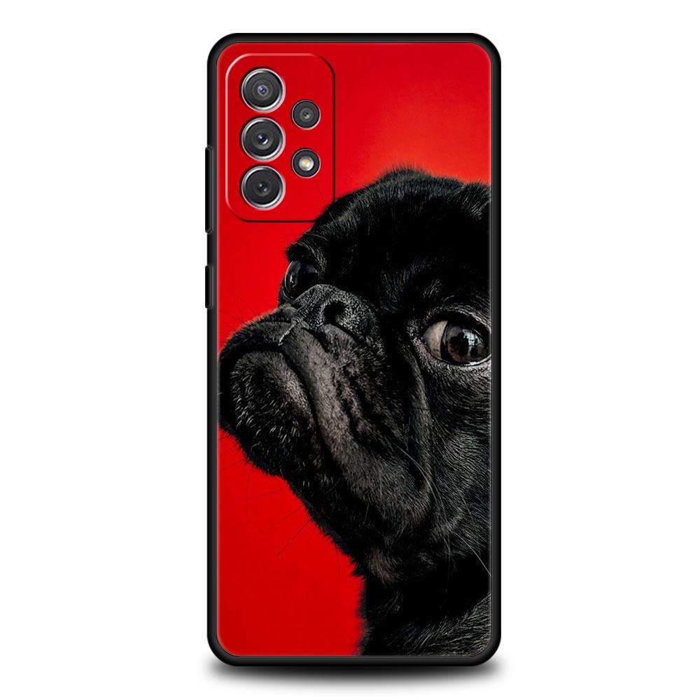 Animal Black Pug Close Up Phone Case For Samsung Galaxy A17 A07 A55 A35 A25 A15 A05 A33 A31 A21s A13 A41 A73 A53 A51 A71 Cover