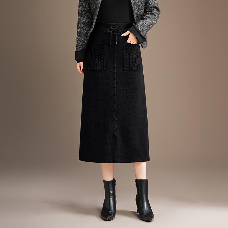 

Women s Slimming Wool Knit Midi Skirt: A-Line, Hip-Hugging Winter Fashion 2025 One Size чёрный