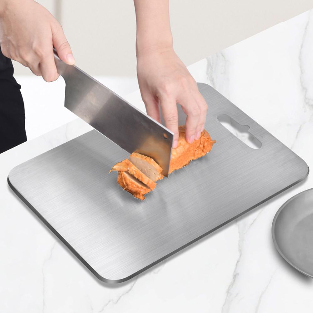 Titanium Cutting Boards for Kitchen Stainless Board 304 Steel Thickened Double Sided Food Grade Portable Fruit Cutting Board