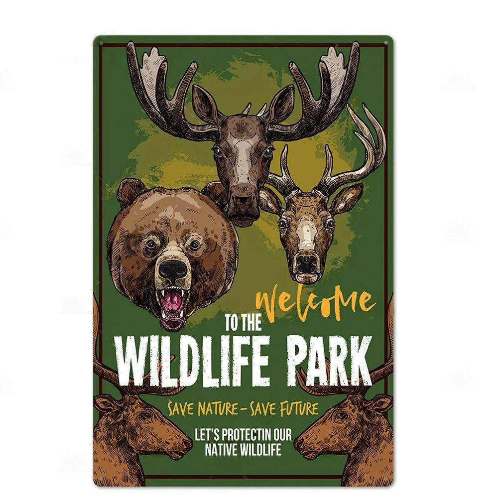 Vintage Hunting Plaque Metal Posters Signs Wall Decor for Man Cave Room Decorative Metal Plate Hunter