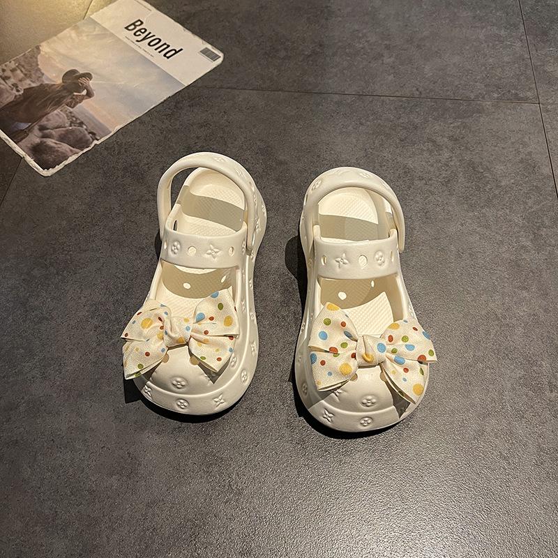 Cute bow hole shoes women's new summer platform leisure beach bag head cool slippers