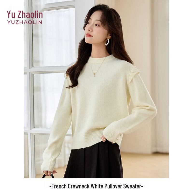 YUZHAOLIN Women's Elegant Pearl Knit Sweater