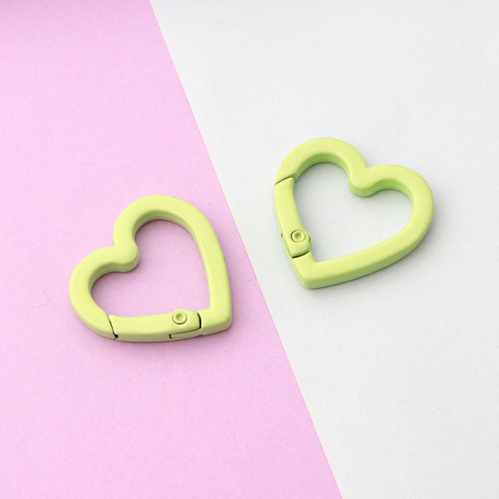 5pcs Heart Shape Heart Shape Keychain Macaroon Color Colored Spring Buckle  Lifting Ring Accessories