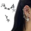 Fashion Sliver Asymmetric Star Chain Integrated Tassels Earring for Women 2023 Trend Crystal Drop Earring Y2K Jewelry