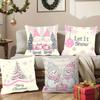 Pink-Printed Christmas Pillowcases: Let It Snow & Santa Gnomes! sofas, bedroom pillow covers, holiday gifts
