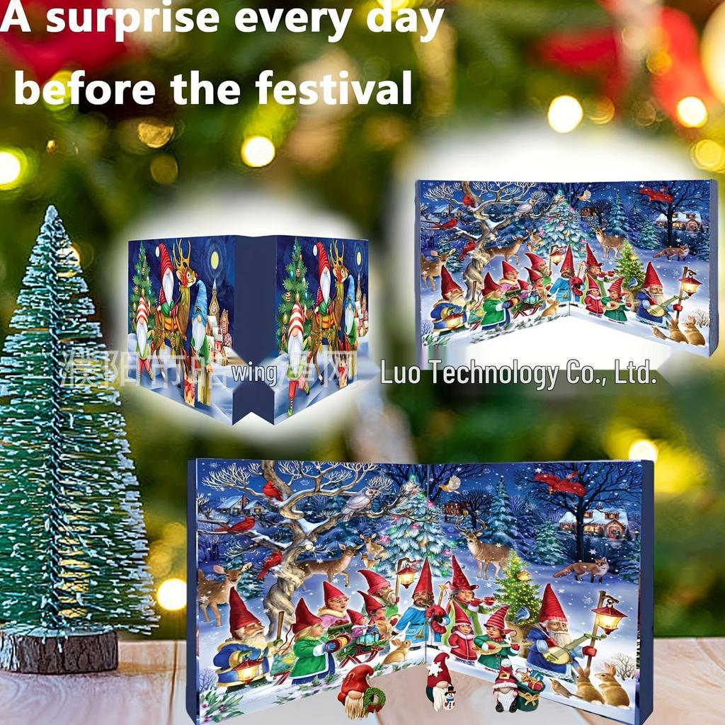 Cross-Border 24-Day Christmas Advent Calendar Resin Gnome Ornament Set