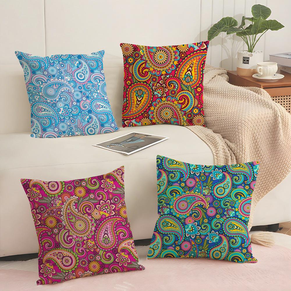 Painted Design PPaisleyS ART Cushion Cover Short Plush Doublesided Print Square Throw Pillow Covers Sofa Home Cushion Decor
