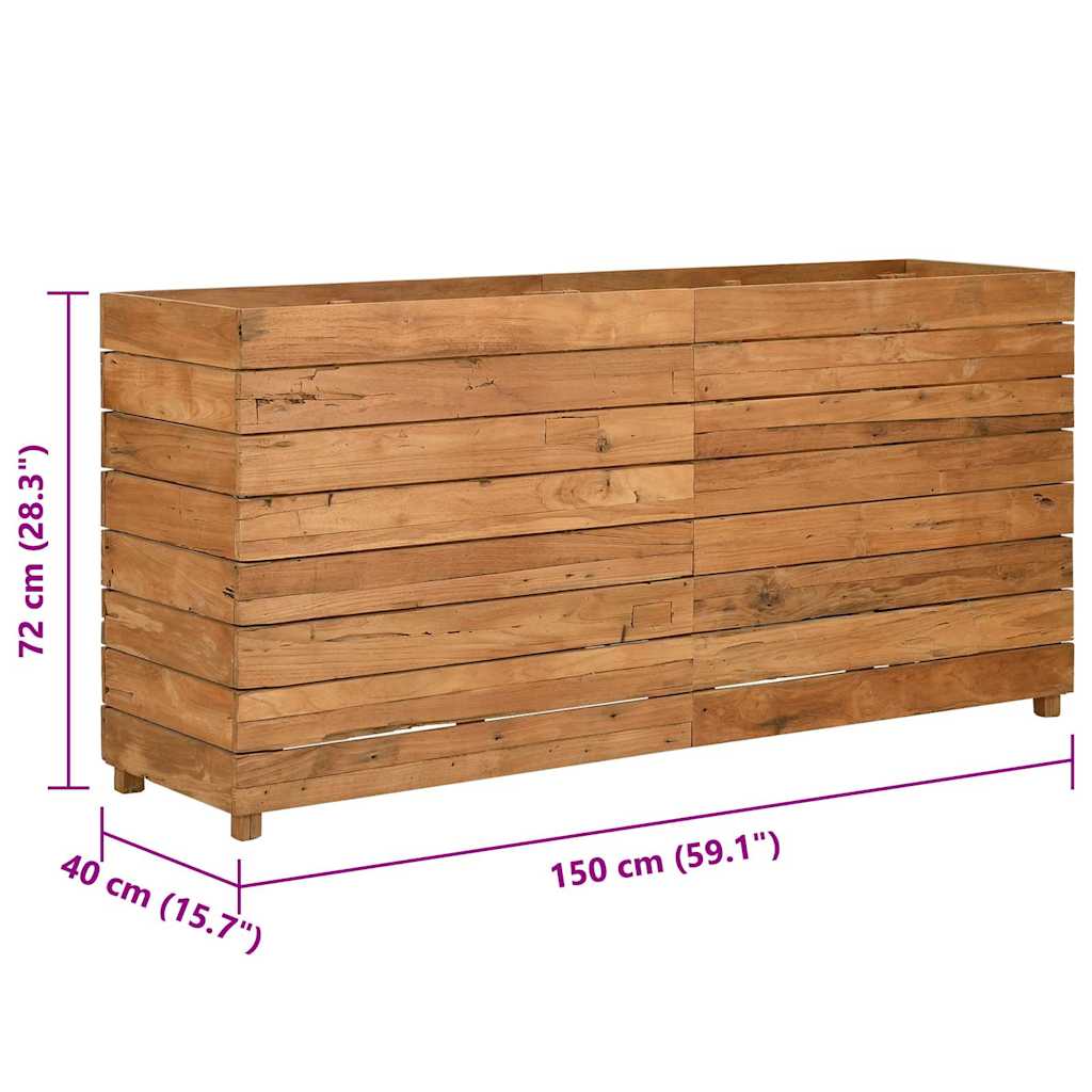 Raised Garden Bed 150 X 40 X 72 Cm Teak Reclaimed Wood and Steel