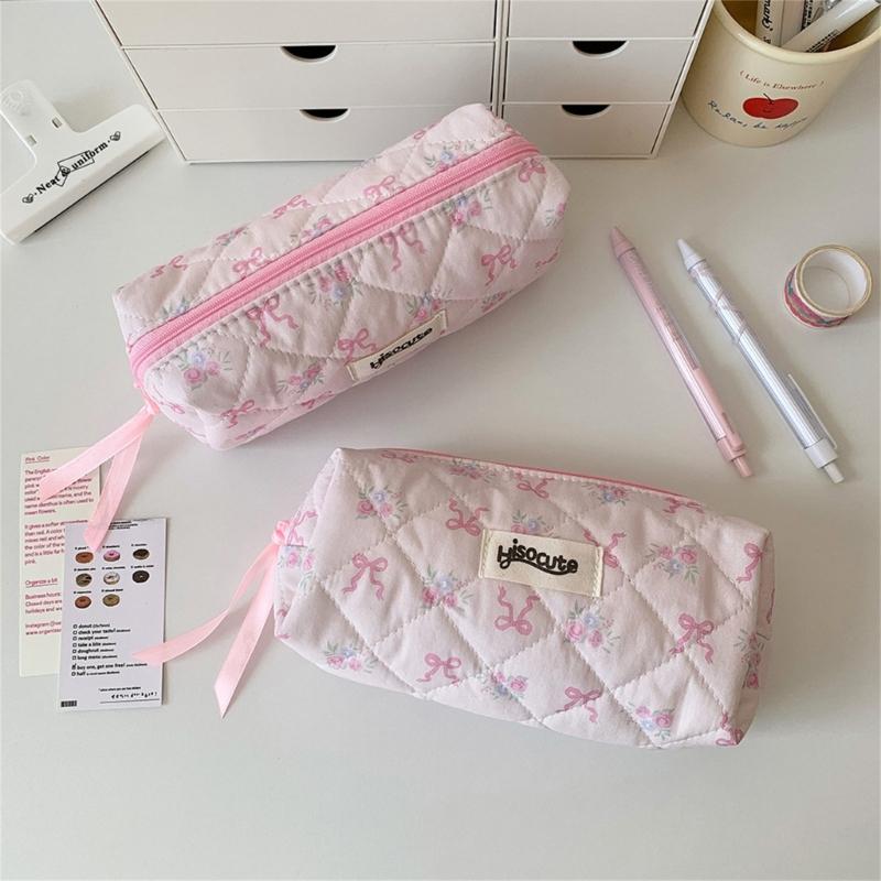 Simple Pencil Case Sweet Bows Pen Case Pencil Pouch Aesthetic Pencil Bag Pen Pouch Desk Organizers for Student