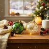 Glass Tabletop Christmas Ornament with LED Lights Glass Ball with Timer Function 6-Inch Light-Up Sphere for Holiday Centerpiece