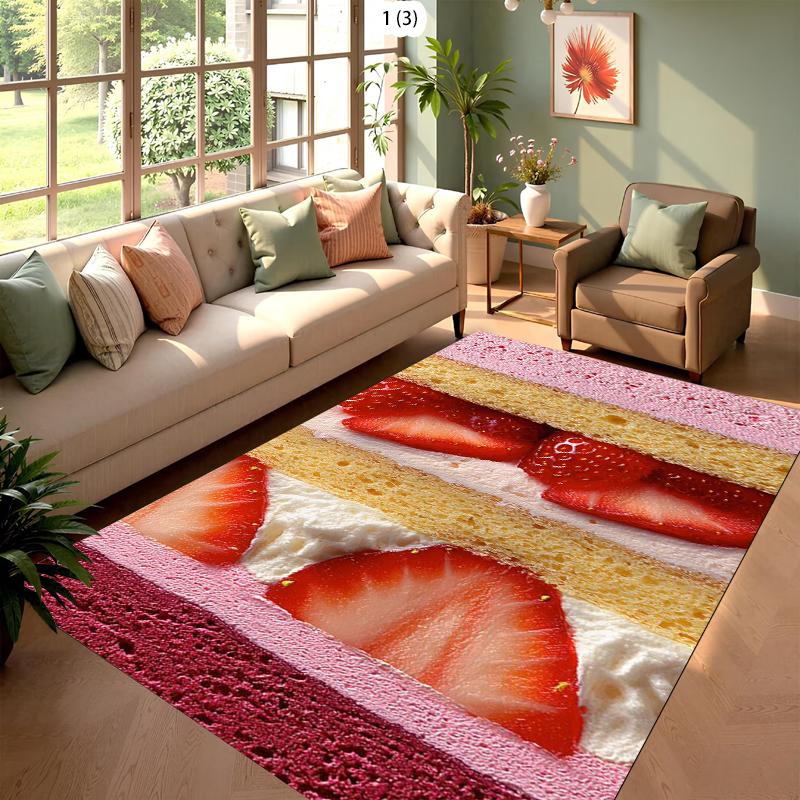

Fresh Strawberry Slices Pattern Area Rug Soft Yellow Carpet Non Slip Living Room Floor Mat Cozy Home Decor Living Room Carpet 40x60cm