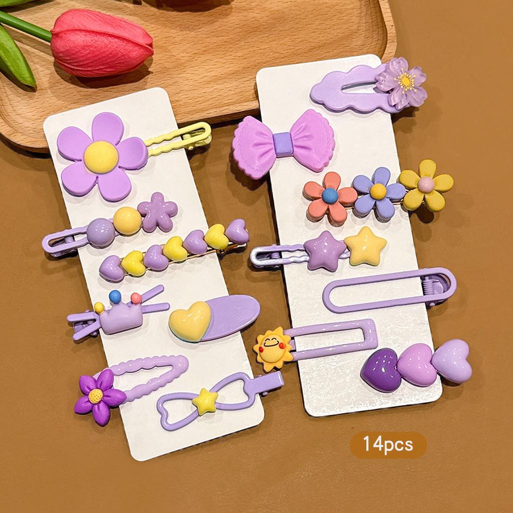 14 Purple Cute Cartoon Cheap Hair Clips for Daily Use Hair Accessories