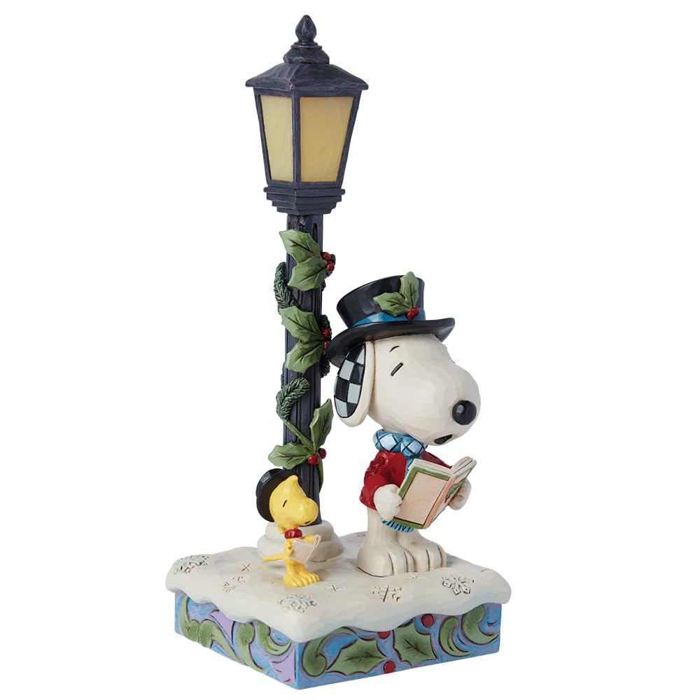 JIM SHORE Snoopy Woodstock Street Light 6015032 & <Christmas>