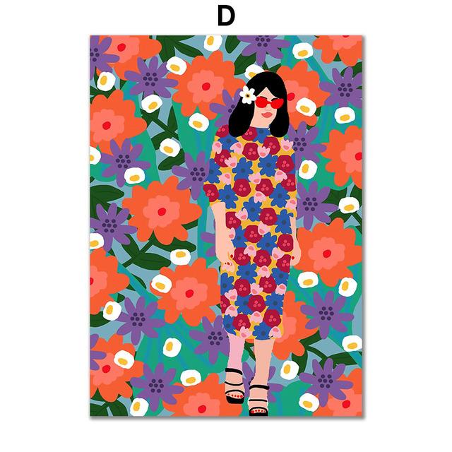 Colorful Abstract Girl Butterfly Flower Wall Art Canvas Painting Nordic Posters And Prints Wall Pictures For Living Room Decor No Frame