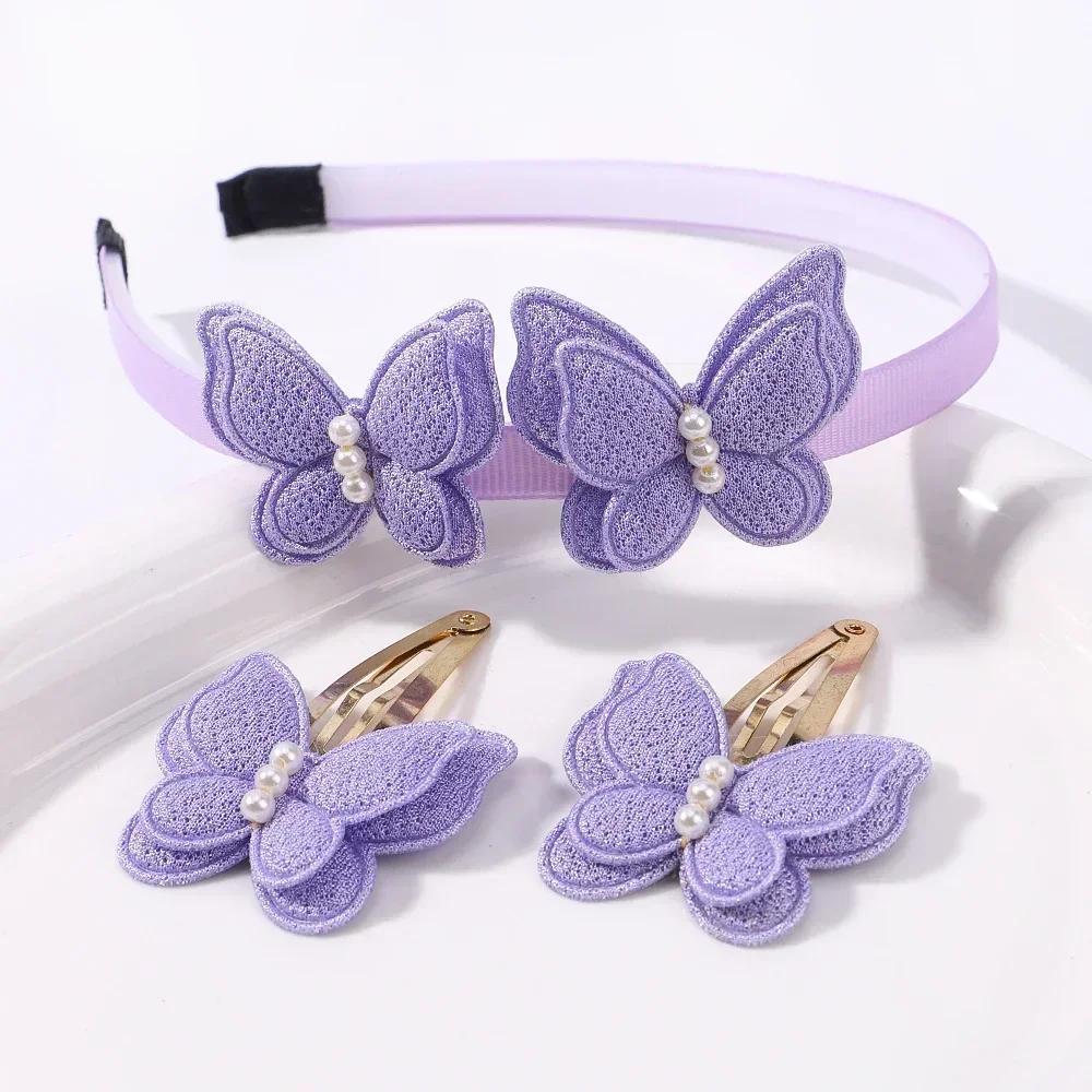 2/3 Pcs Baby Sequins Butterfly Flower Hairbands for Girls Hair Ties Set Clips Bows Headband Kids Headwear Gifts Hair Accessories