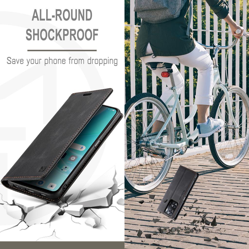 For Oppo A57s 4G/Oppo A57e 4G/Oppo A77 4G/Oppo A77s 4G/Oppo A57 4G Wallet Case AUTSPACE A01 Leather Stand Cover with RFID Blocking Card Holder