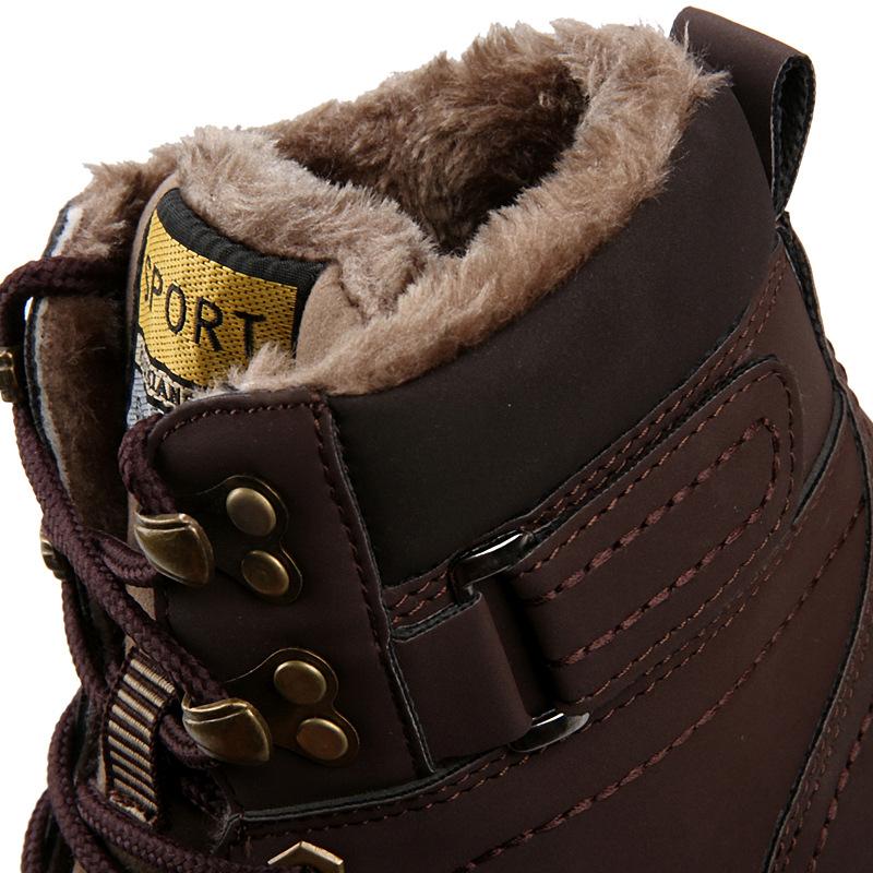 Mens Boots Autumn Winter PU Leather Plush Men Outdoor Working Safety Motorcycle Boots 2024 New Arrival