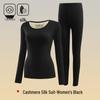 Women's Cashmere Silk Thermal Underwear Set - Seamless, Round Neck, Autumn/Winter Warm Suit for Couples