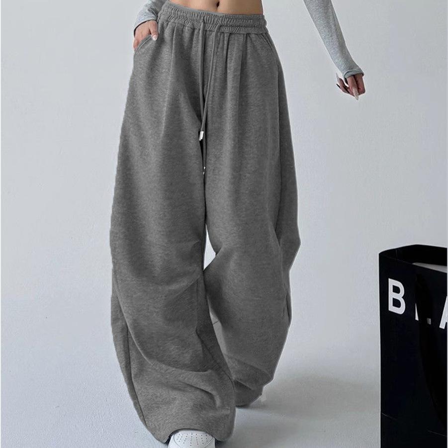 Graue High-Waist Weitbeinige Hose für Damen