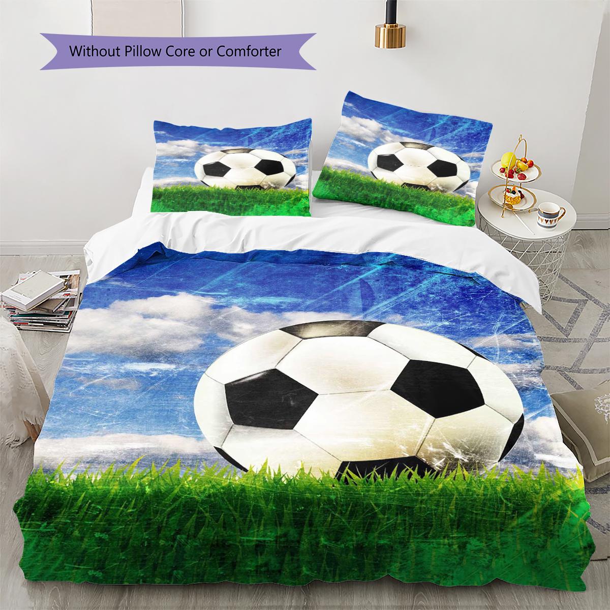 Soccer Art Pattern Bedding Quilt Set Quilt Cover Pillowcase Home Decoration Gift (1 * duvet cover + 2 * pillowcase, without core) 135x200cm