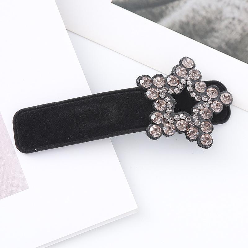 

Ретро-черная бархатная шпилька в форме сердца со звездой из стразов для женщин - Боковая заколка для челки и ломких волос