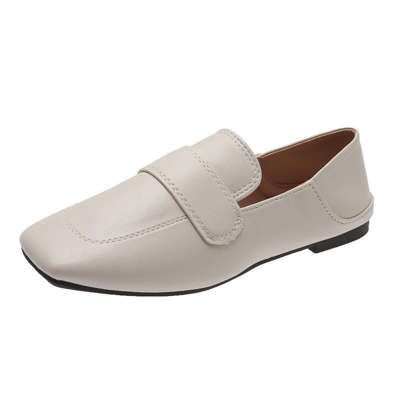 Fashion Spring Square Toe Slip On Women Loafers 2025 High Quality Low Heels Sheep Skin Flat Shoes British Style Casual Women Flat Shoes