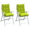 2 Piece Low Back Chair Cushions Neon Green Oxford Fabric
