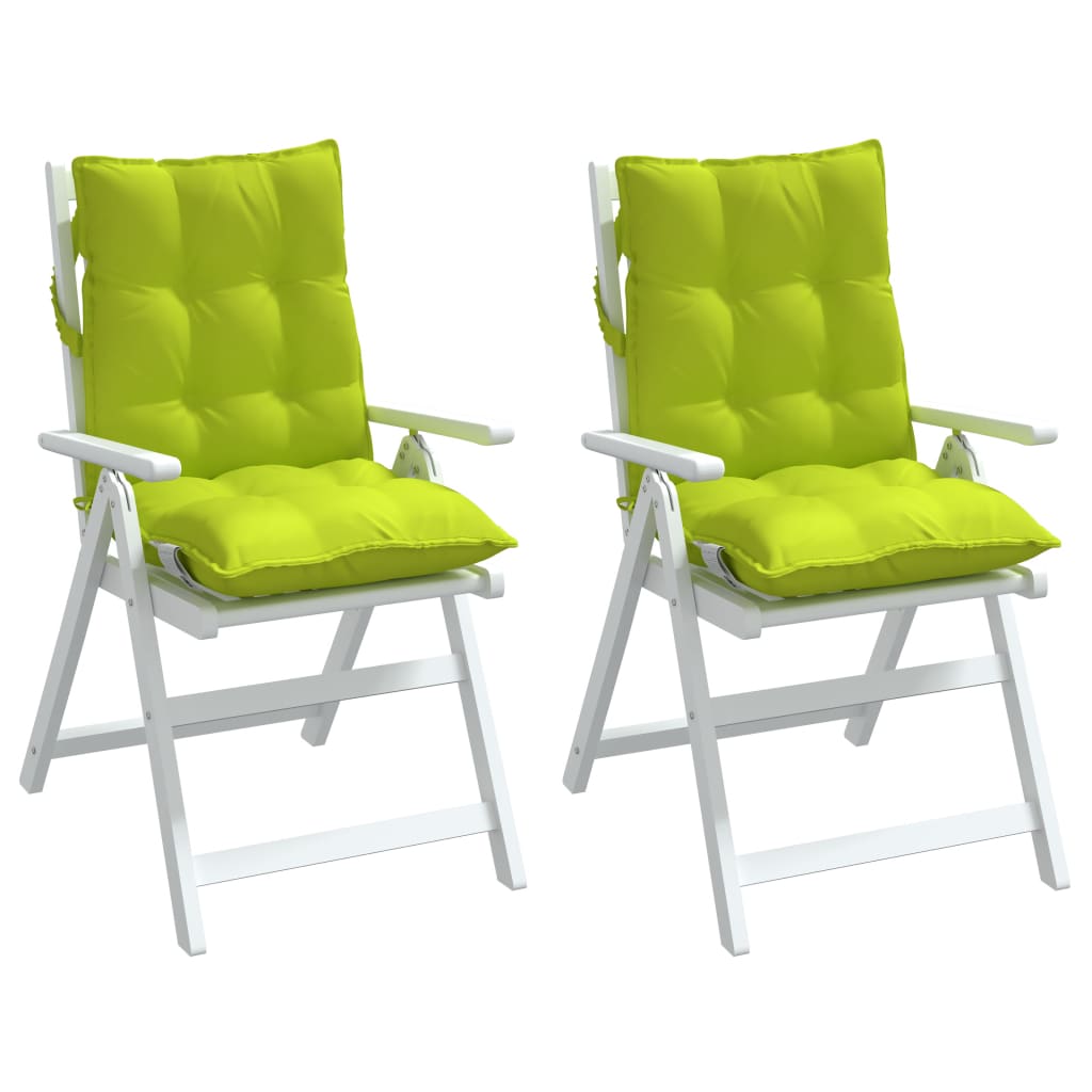 2 Piece Low Back Chair Cushions Neon Green Oxford Fabric