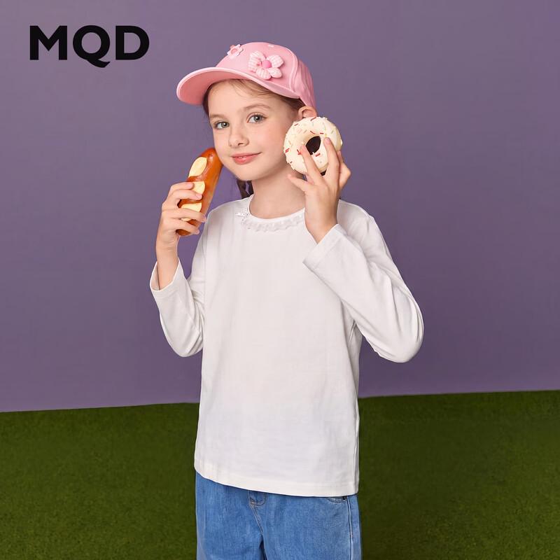 MQD Girls' Striped Lace Trim Long Sleeve T-Shirt